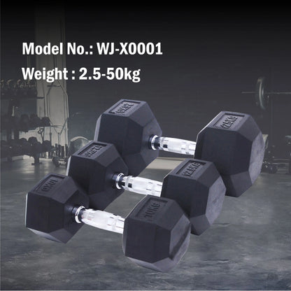 Professional Rubber Hex Dumbbell for Heavy Lifting High Quality Coating Resists Chipping and Cracking
