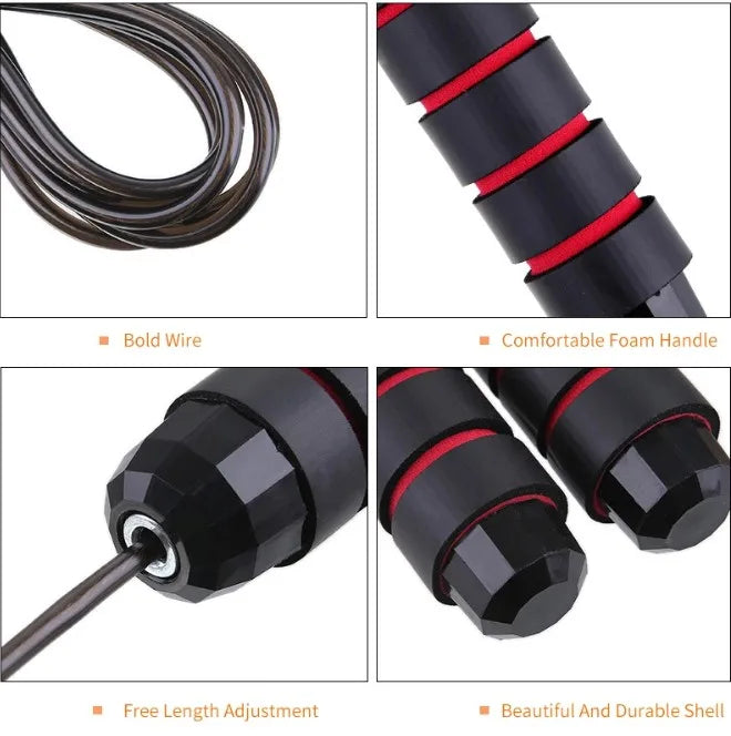 4 Color Adjustable Fitness Weighted Speed Jump Rope with Foam Handle Fitness Exercises for Fitness Home Exercise&Slim Body Free