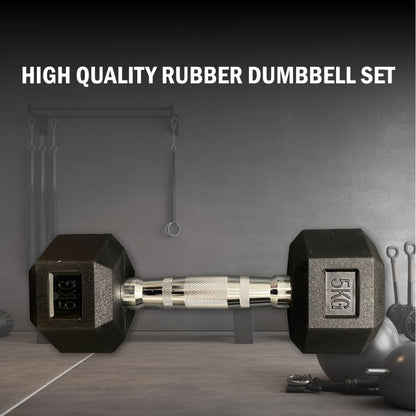 Professional Rubber Hex Dumbbell for Heavy Lifting High Quality Coating Resists Chipping and Cracking